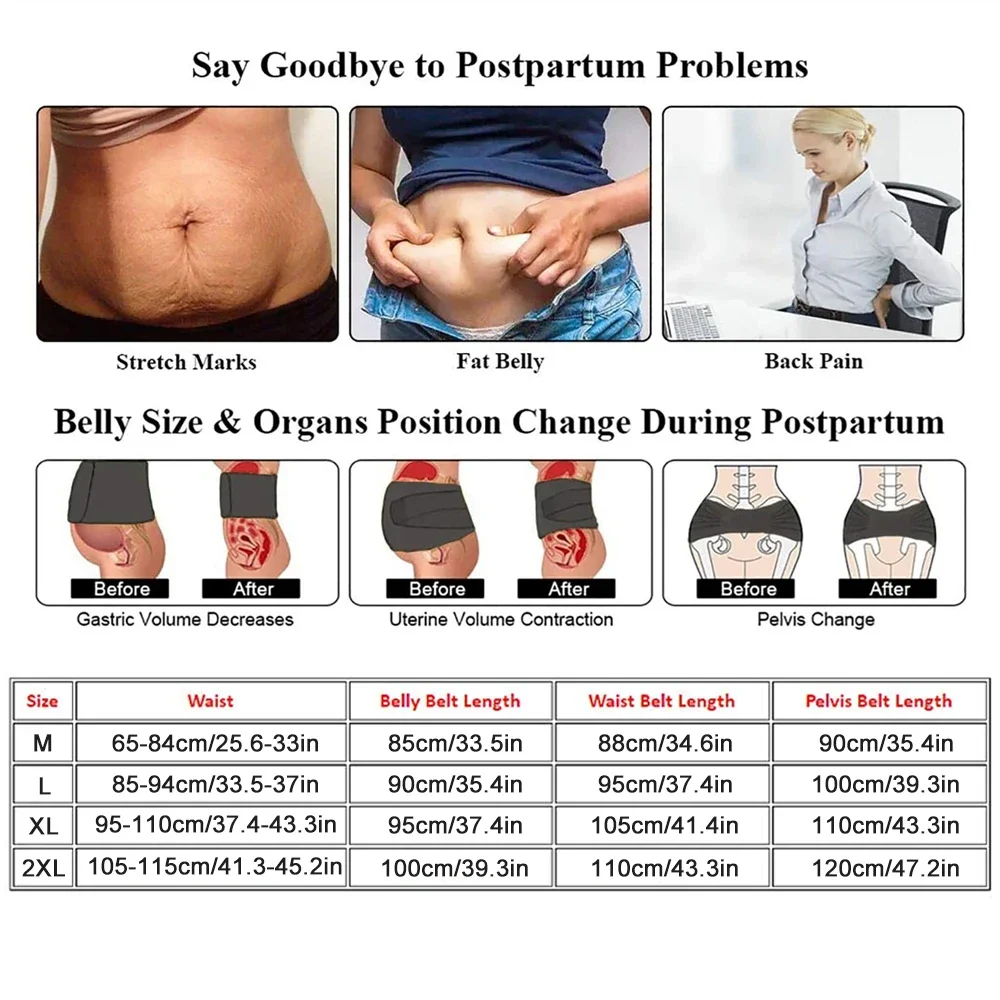 3 in 1 Postpartum Support Recovery Body Shaper Wrap Waist Belt for Women Trimmer Bandage Band for Recovery Belly Shapewear