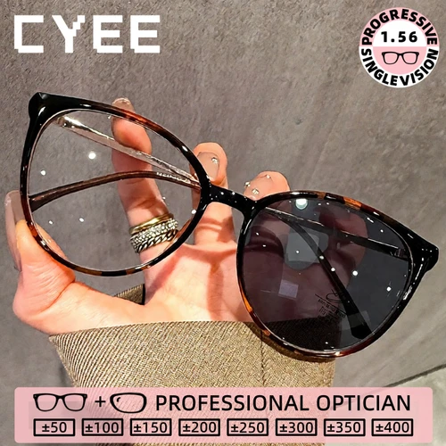 Gafas de Lectura de Moda con Ojo de Gato CYEE para Mujer, Gafas de Alta Calidad con Fotocromáticos para Miopía, Gafas Ópticas con Prescripción Personalizada