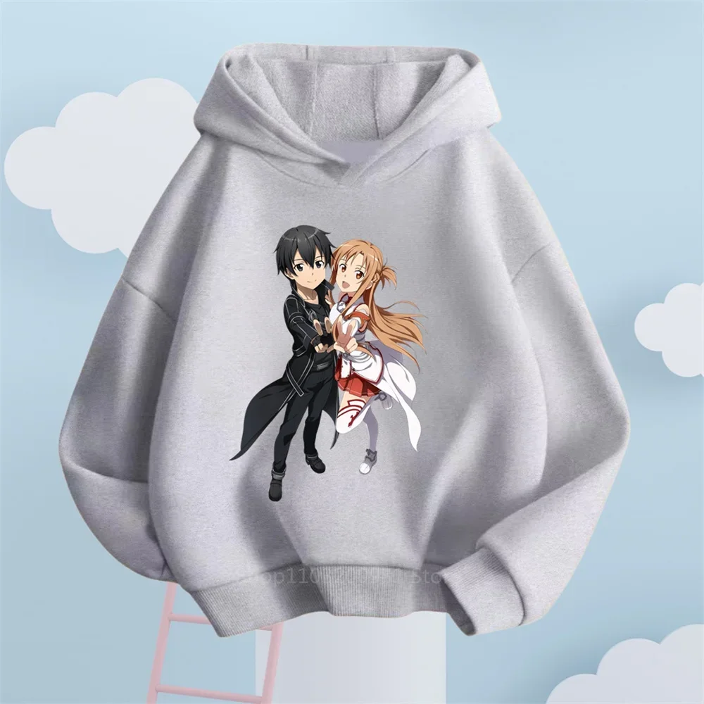 فن السيف على الإنترنت-كنزة بغطاء رأس أنيقة غير رسمية للأطفال ، تصميم كرتون رائع ، مثالية للارتداء في الهواء الطلق ، من سن 3 إلى 14 سنة ،