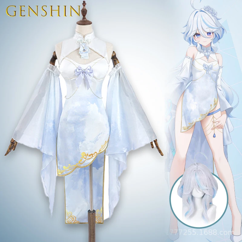 

Genshin Impact Furina Cosplay Costume Hydro Archon Focalors Dress Fontaine CharacterOutfit Elegant Goddess Formal Wear Halloween