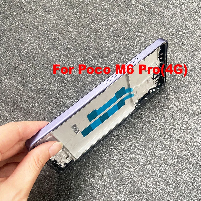 For Xiaomi Poco M6 Pro 4G LCD Faceplate Front Frame Chassis Middle Housing Bezel Smartphone Repair Parts