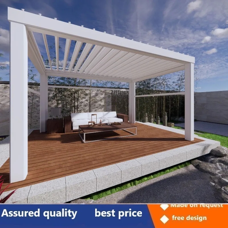 1. Intelligent aluminum alloy new Chinese pavilion outdoor four seasons electric flip pavilion