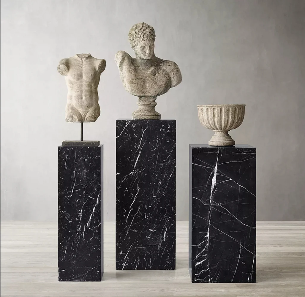 Modern Design Marble Side Table Plinth - American British French Style Living Room Furniture Set for Luxury Villa Apartment