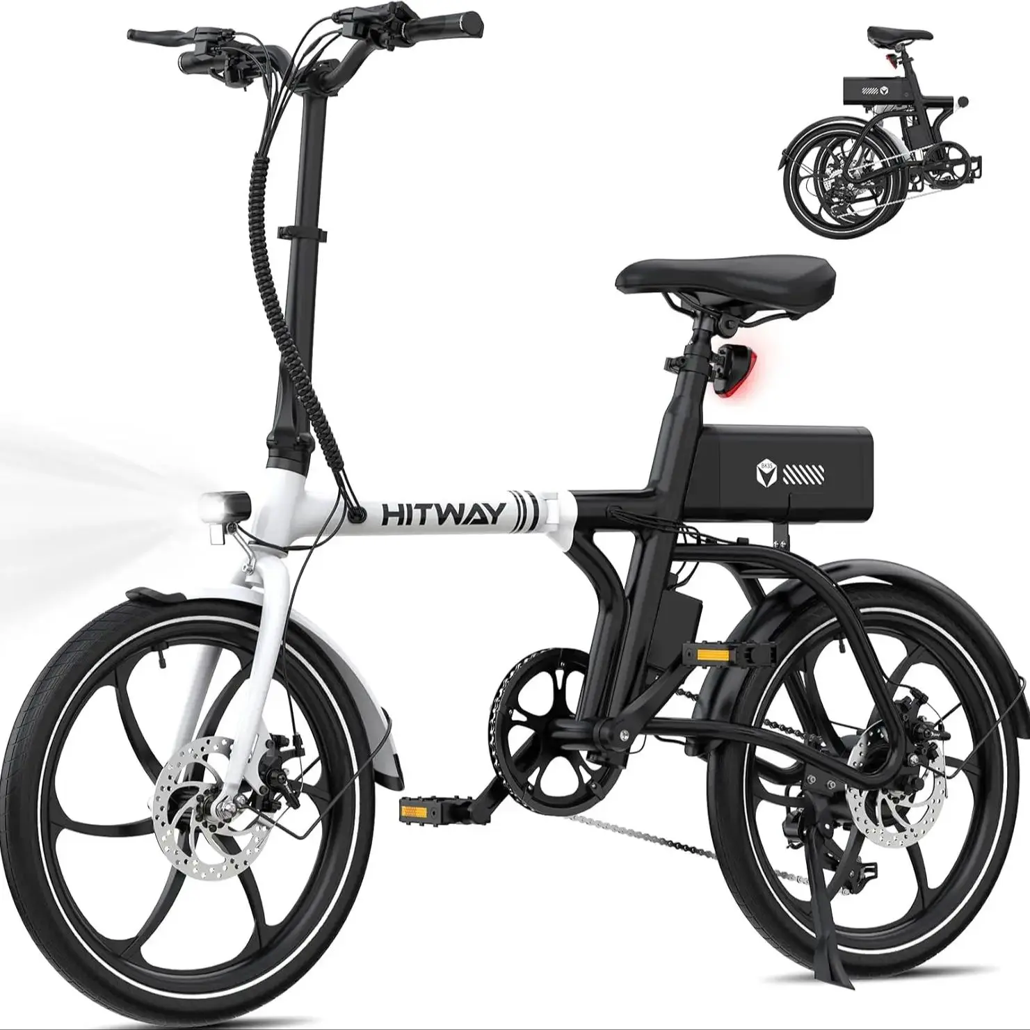 HITWAY opvouwbare e-bike met 20-inch wielen, 250W, MAX 25KM/H, 36V 9Ah lithium-ion batterij, bereik van 40-65 km, geschikt voor stadsgebruik door volwassenen.