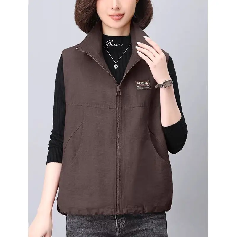 Modna kamizelka damska Faionable na wiosnę i jesień 2025, nowa, luźna, codzienna odzież wierzchnia, kamizelka z poduszkami na ramiona dla mamy, do pracy.