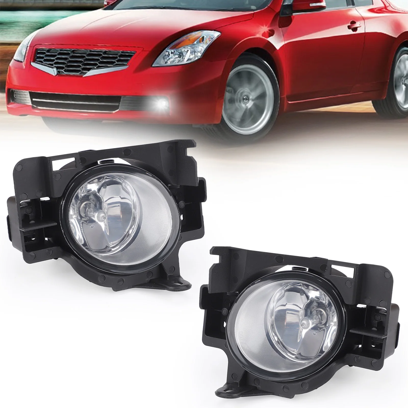 

Противотуманные фары для Nissan Altima 2008-2009 2D Противотуманные фары с прозрачными дымовыми линзами Бампер Противотуманные фары Дневные ходовые огни