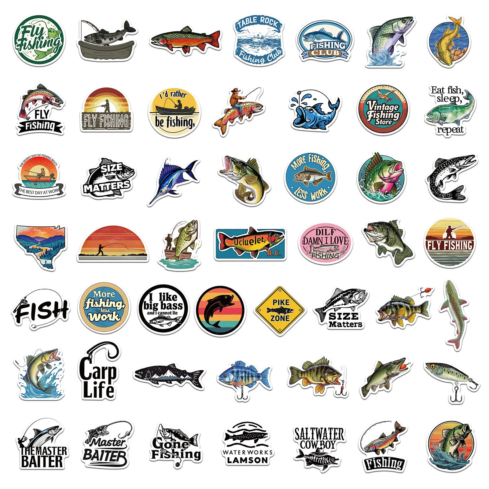 10/30/50PCS Sea fishing Animals Graffiti Stickers Skateboard Phone Guitar Laptop Waterproof Cool Cartoon DIY Sticker Decals Toy