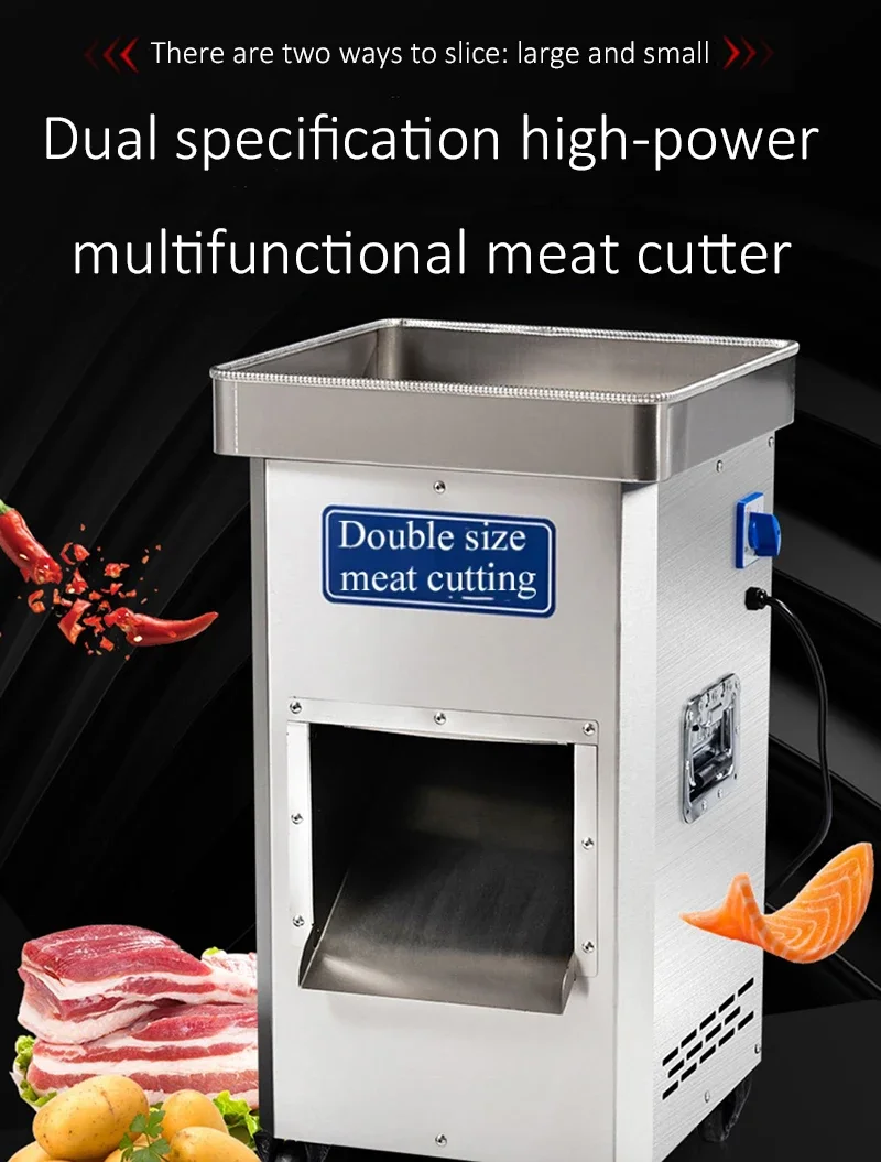 Commercial Stainless Steel Automatic Meat Cutter High‑power Multi‑function Shred Dice Vegetable Cutting Equipment