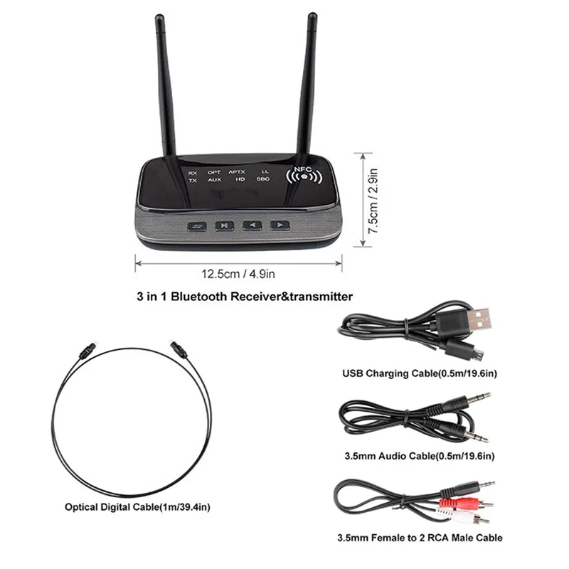 AS95-NFC 80M بلوتوث 5.0 جهاز ريسيفر استقبال وإرسال الصوت Aptx LL HD محول لاسلكي SPDIF AUX 3.5 مللي متر للكمبيوتر TV زوج 2 سماعات