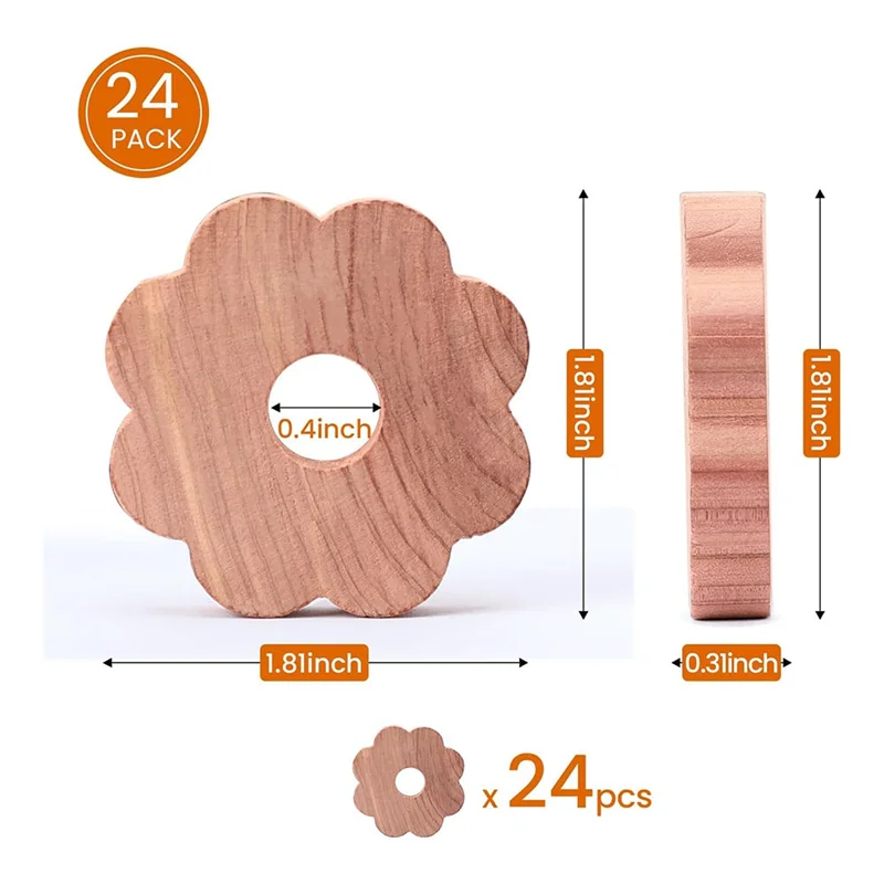 ABKS-bloques de cedro para almacenamiento de ropa, 24 Uds. Anillos de cedro, patatas fritas para armarios y cajones, cedro para armarios, cedro perfumado