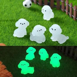 4Pcs Luminous Cute Dog Mini Figurines Miniature Dogs Micro Landscape Ornament Glowing in Dark Miniature Flower Potted Decoration