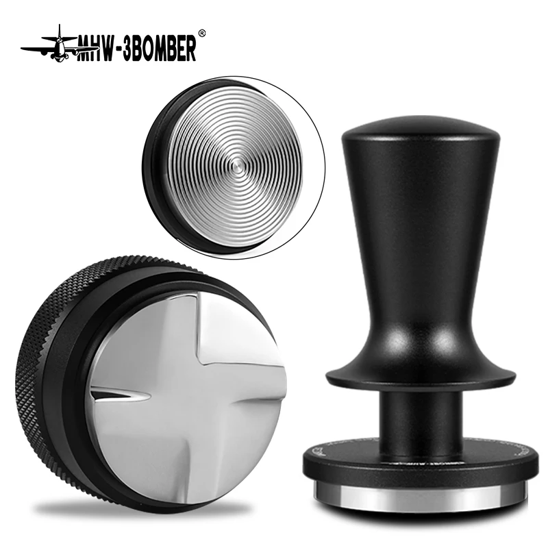 MHW 3BOMBER Coffee Distributor & Tamper 51/53.35/58.35MM Espresso Tamper Impact Constant Pressure Coffee Tamper Ripple Base