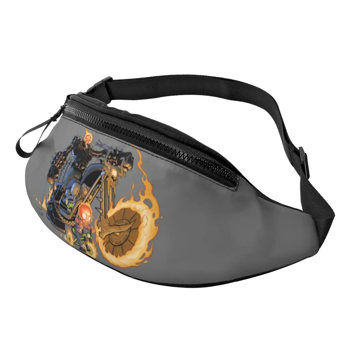 Custom Ghost Rider Fanny Pack para homens e mulheres, bolsa de cintura crossbody, legal, engraçado, desenhos animados, viagem, bolsa de dinheiro do telefone