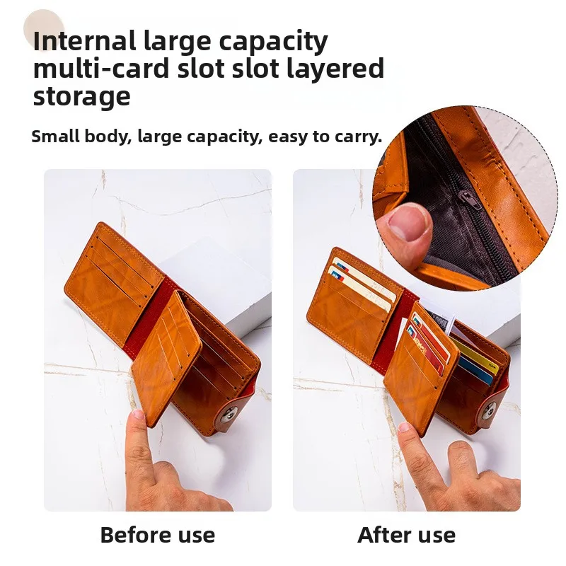 กระเป๋าสตางค์ผู้ชายลายดอลลาร์, กระเป๋าใส่บัตรหลายใบ, กระเป๋าสตางค์แบบสั้นแม่เหล็กปิดผนึก, กระเป๋าใส่เหรียญหนัง PU