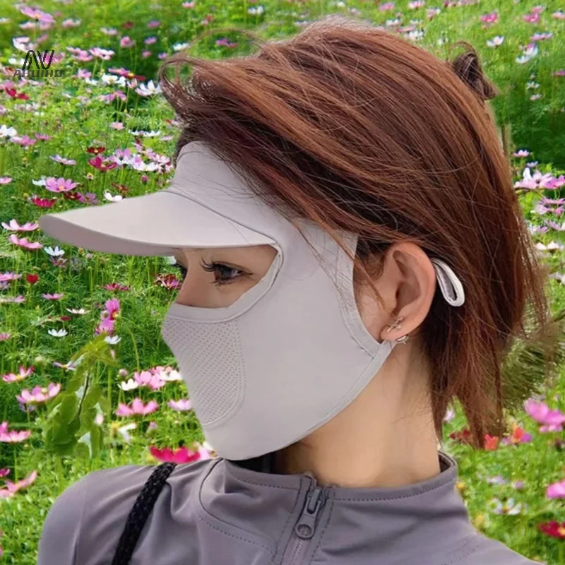 Summer Face Sunscreen Mask UV Protection With Brim Mask Breathable Cover Face Ice Feeling