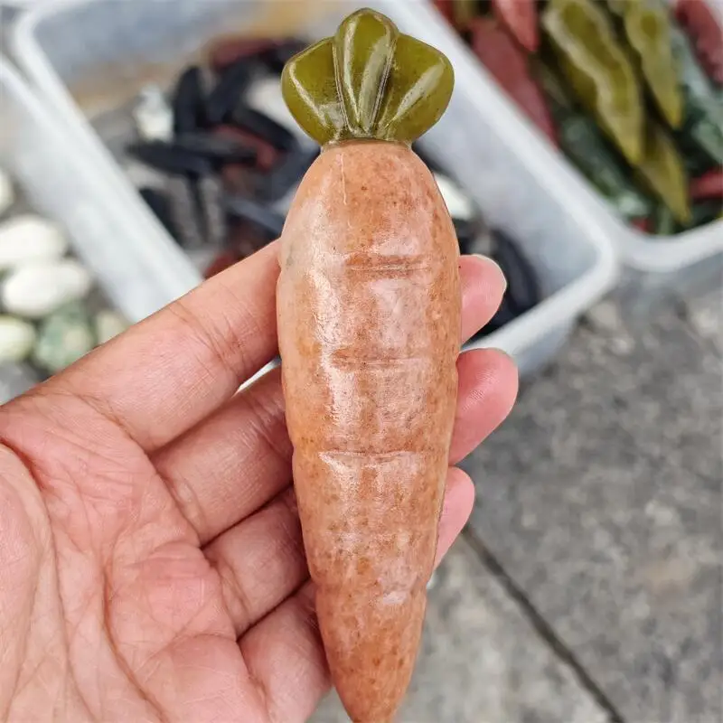 

Натуральный солнечный камень, морковь, резьба, целебные хрустальные украшения, подарки, Рейки, кварц, украшение для дома, комнаты, подарок, 1 шт.