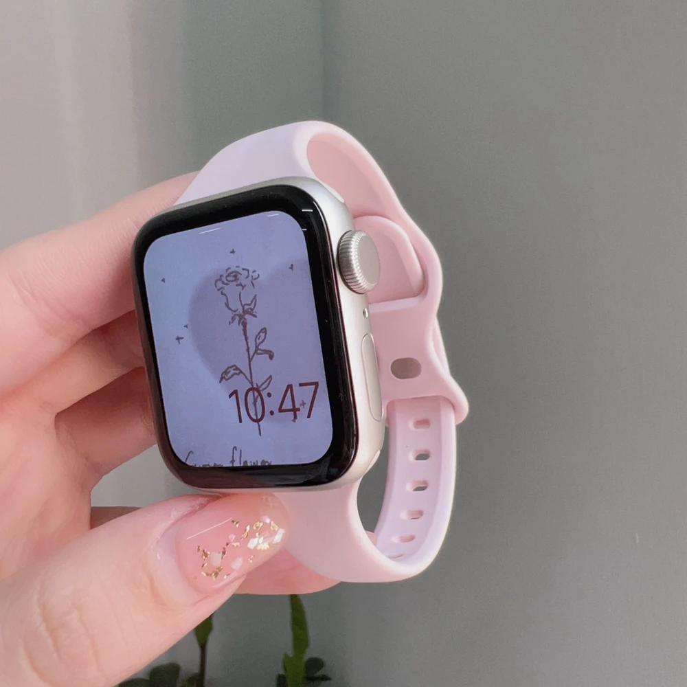 애플 워치 밴드 여성용 실리콘 루프 시리즈 11/10/9/8/7/6 38mm 40mm 41mm 42mm 44mm 45mm 46mm 아이워치 스트랩 고무