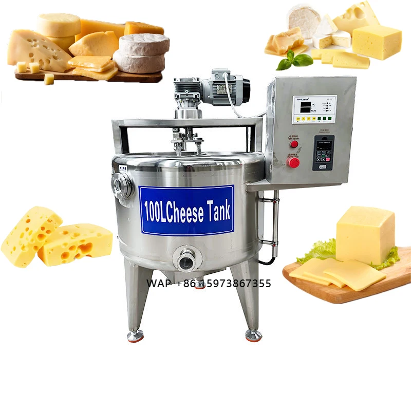 Small Automatic Cheese Process Tank Mozzarella Cheese Making Machine for Small Dairy Plant Jacketed Cheese Vat with Agitator