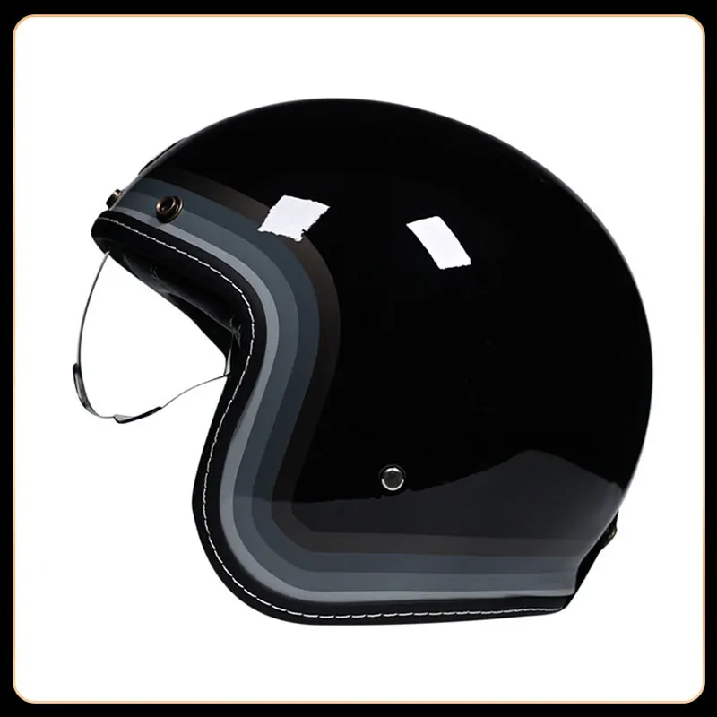 Three-quarters Open Face Retro Helmet Motorcycle for Men and Women half Helmet DOT Approved Protective Gear 3/4 Open Face Helmet