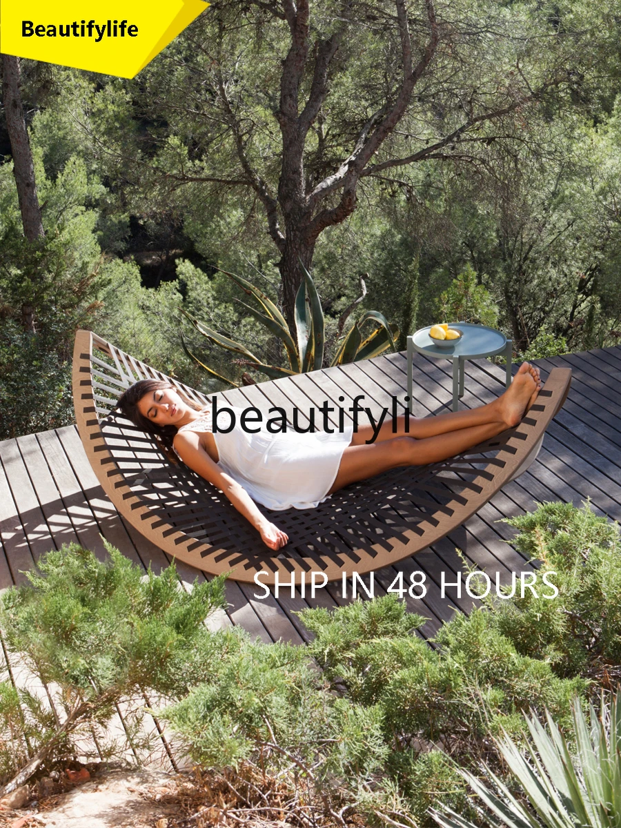 

3286 уличная откидная кровать из ротанга, плетеная из тикового дерева, двор, сад, креативная водонепроницаемая откидная кровать для отдыха с открытым воздухом