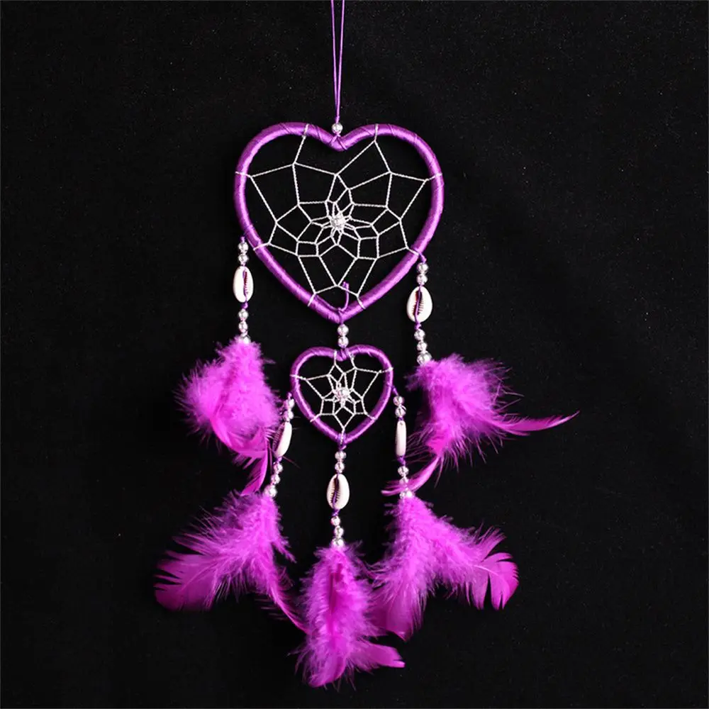 Love Heart Home Decoration Ornaments Dream Catcher Car Interior Feather Wind Chimes