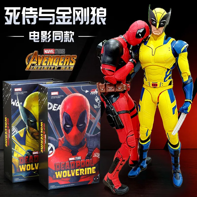 Deadpool dengan Kit garasi Wolverine mainan Deadpool tokoh aksi keren Wolverine gambar Marvel boneka Model hadiah Natal mainan anak-anak