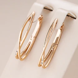 Kinel Hot Natural Zircon Long Drop Earrings for Women Fashion 585 Rose Gold Geometry Cross Unusual Daily Vintage Jewelry
