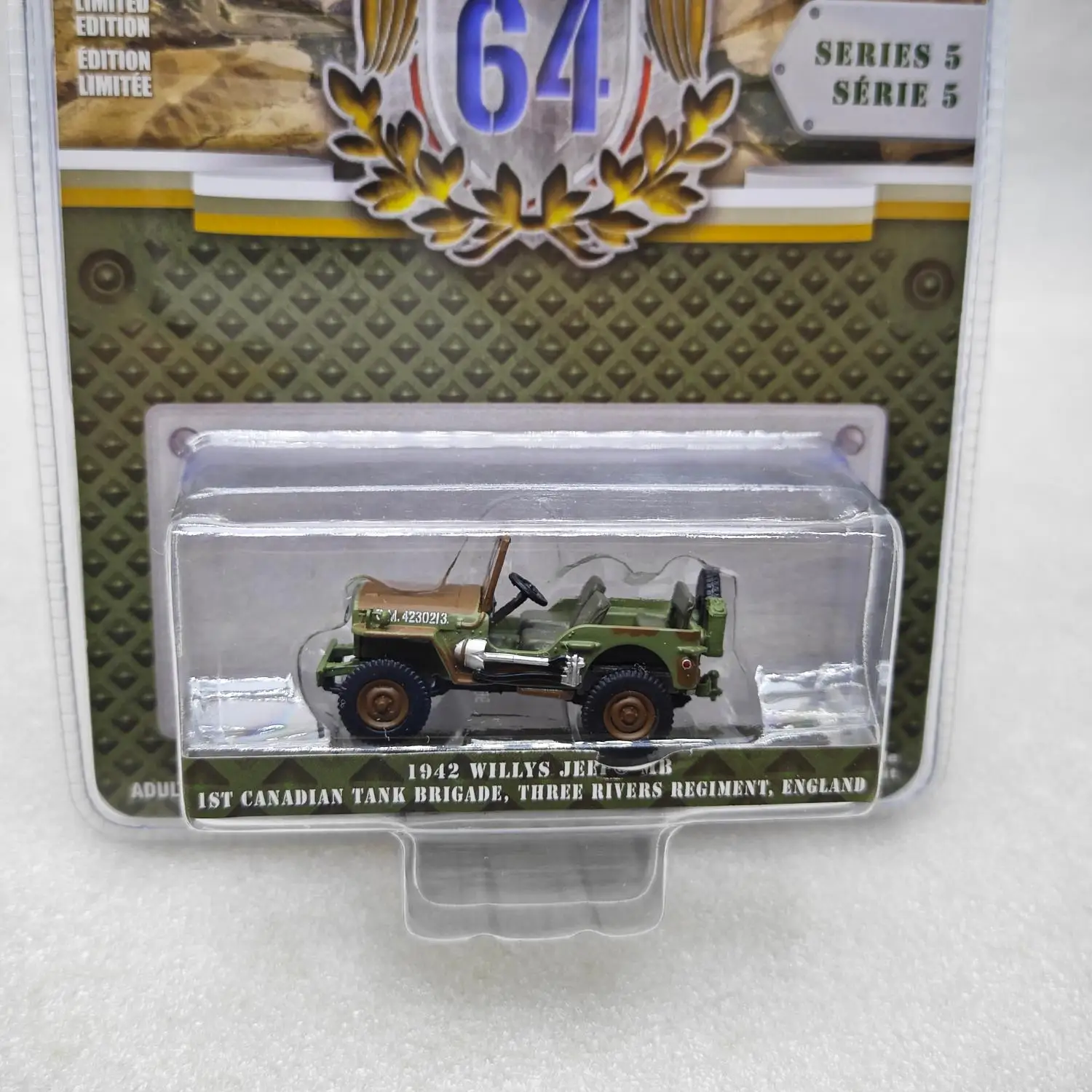 GreenLight 1:64 Battalion 64 Series 5-1942 Willys MB - 1st Canadian Tank Brigade, Three Rivers Regiment, England Collectible