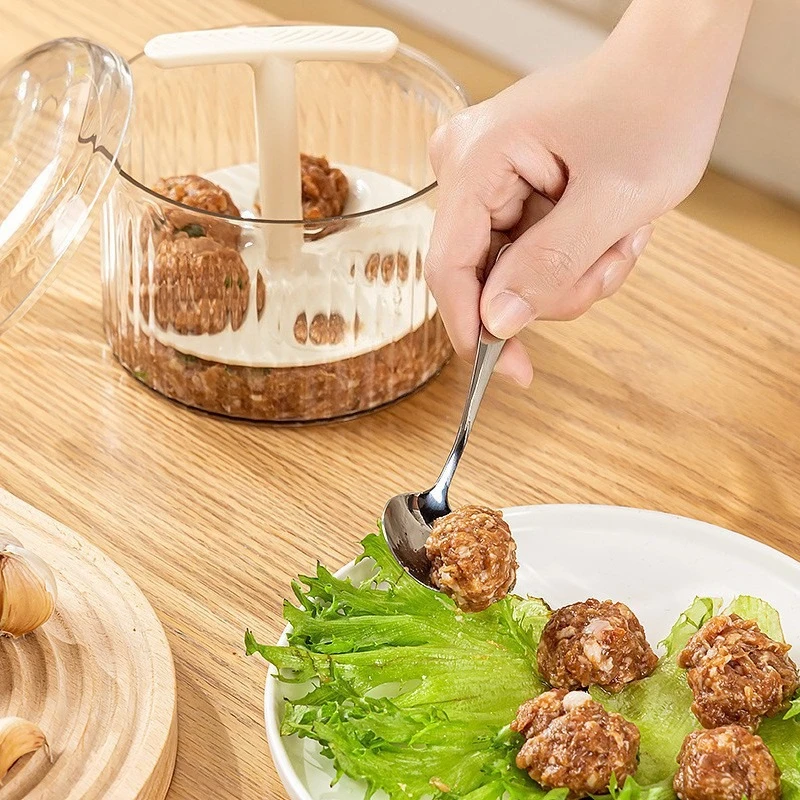 Quintuple Meatball Maker with Container Creative Kitchen Meat Baller Maker Press Tool Mince Storage Container with Lid