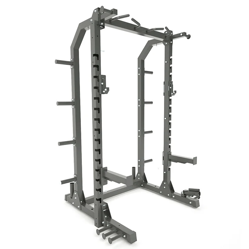 

Commercial Use Gym Power Cage Multi Function Squat Rack With J Hook and Weight Plate Storage Rack 1