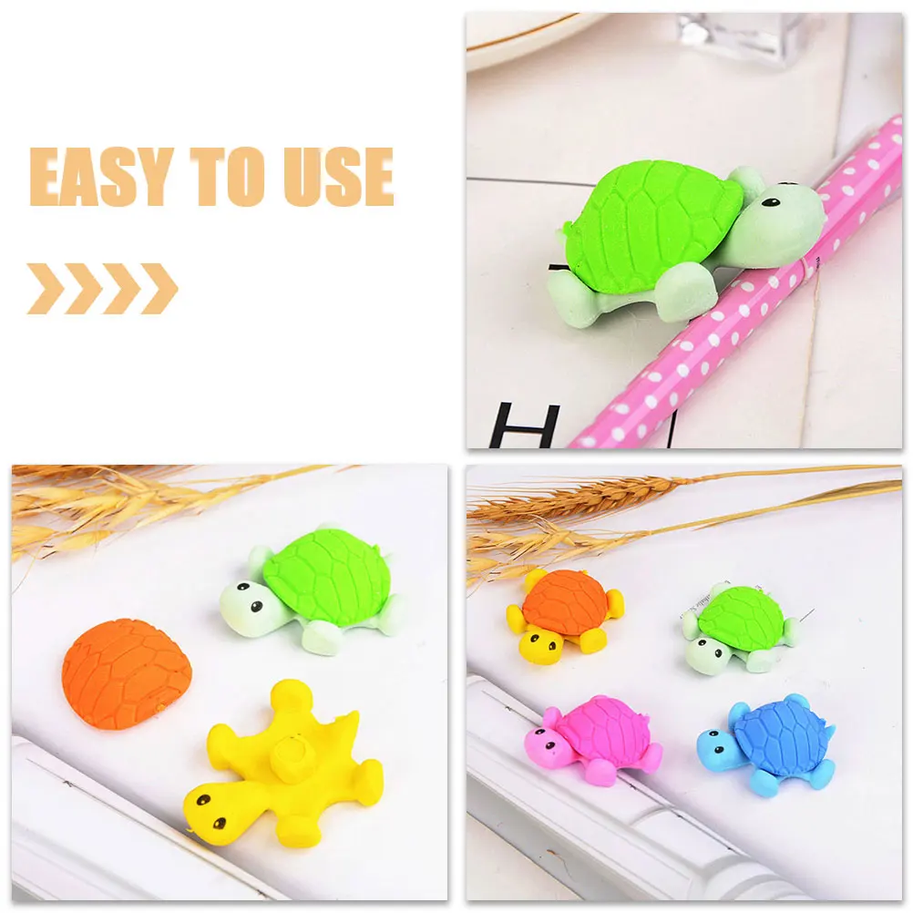 

16pcs Turtle Cartoon Erasers Mini Portable Kids Drawing Accessory ange Blue Pink Green Each Bright Practical Study