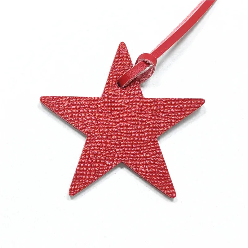 Charm Star Shaped Cowhide Leather Keyring Keychain Pendant Ladies Women Bag Accessories Charm