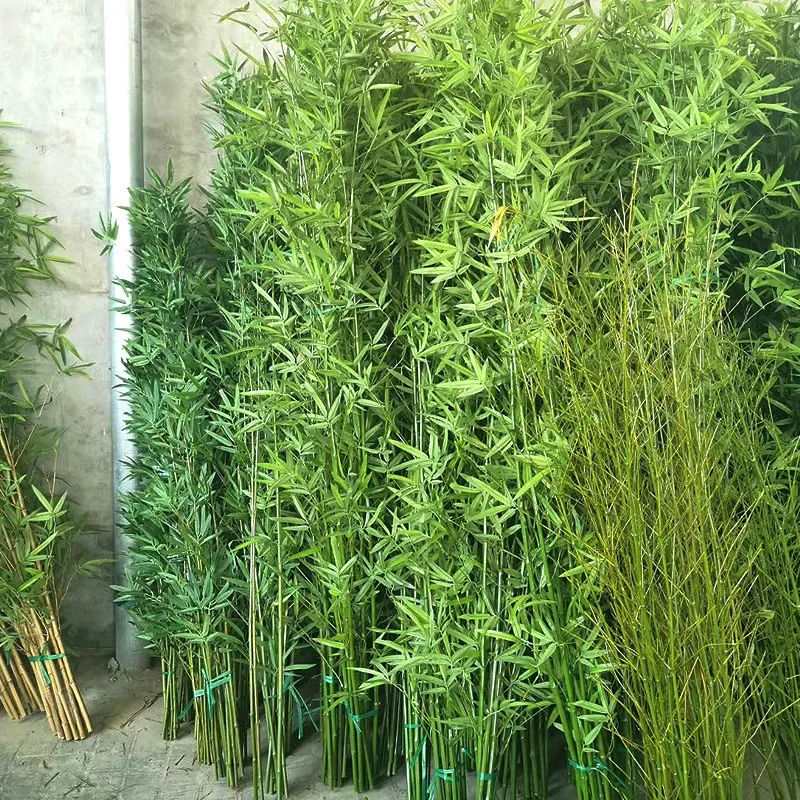 Artificial Bamboo Fake Bamboo Plant for Home, Green Foliage, Partition Decoration, Outdoor, 3-3.5m, 10Pcs