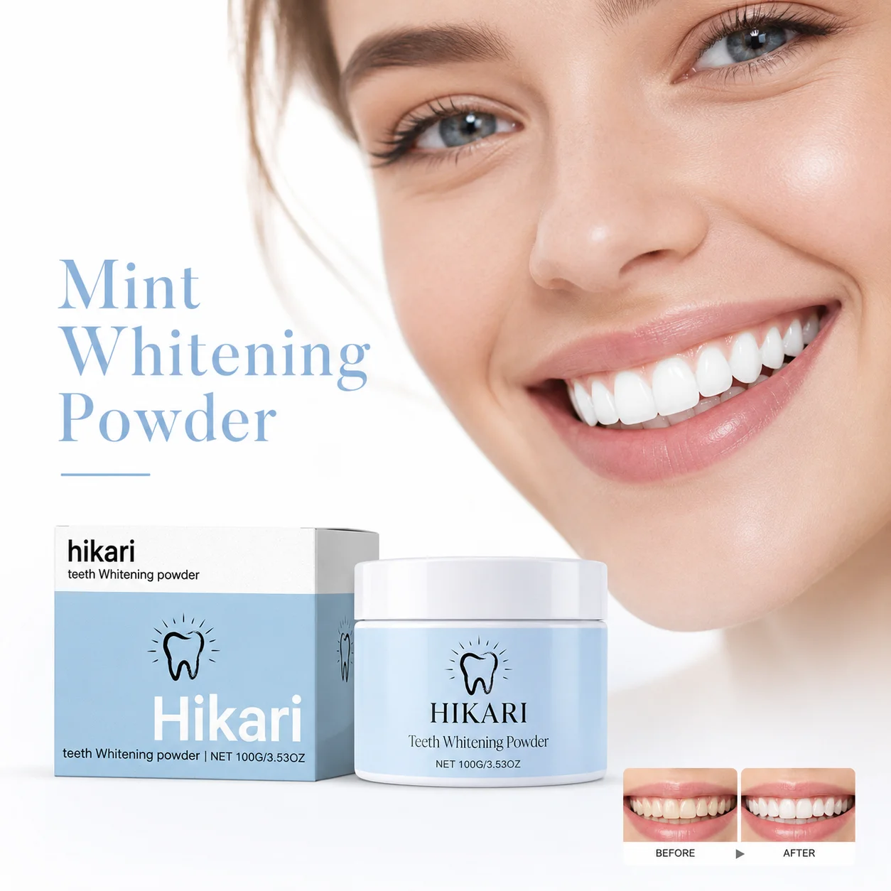 Teeth Whitening Zimba - HIKARI 100g Diş Beyazlatıcı Toz Naneli