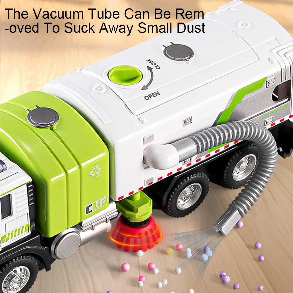 Maßstab 1:50 Legierung Kehrmaschine LKW Diecast Auto Spielzeug Türen geöffnet mit Sound Licht Miniatur Engineering Fahrzeug Kinder Puzzle Spielzeug