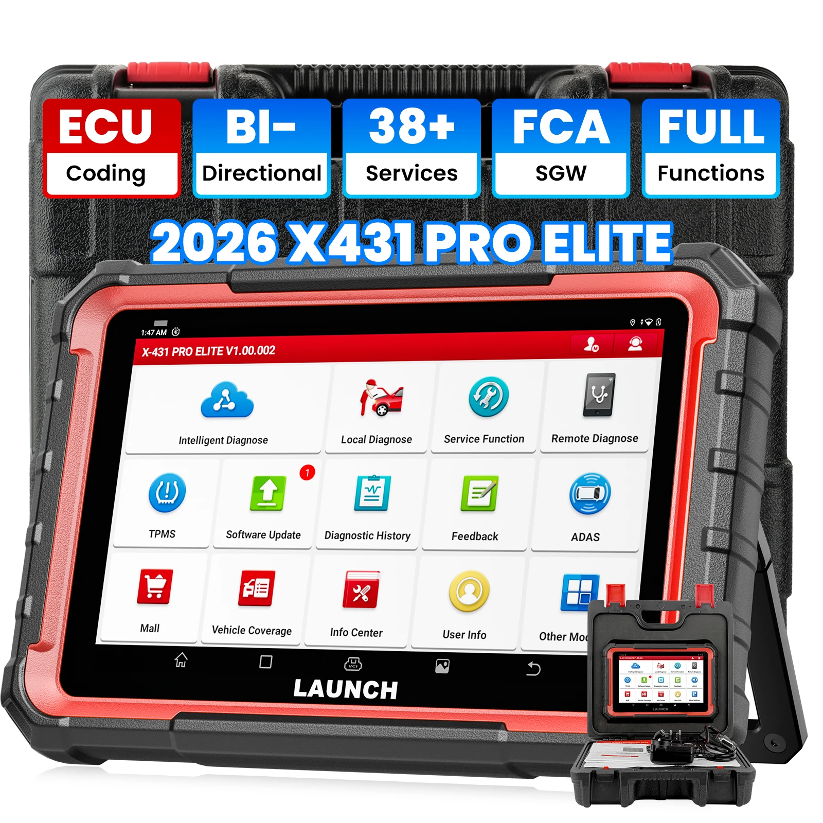 LAUNCH X431 PRO ELITE Car Diagnostic Tools For All Systems CANFD DOIP FCA All Service ECU Coding Bidirectionnal OBD2 Scanner