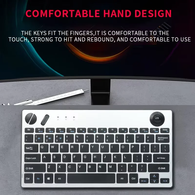 JOMAA Wireless Mini Trackball Keyboard with Air Mouse Silent Click Wireless Keyboard,2.4G&Bluetooth Keyboard for TV iPad Laptop