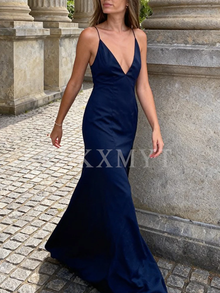 여성 섹시 새틴 홀터 드레스 2025 여성 여름 가을 패션 솔리드 컬러 민소매 백리스 드레스 우아한 이브닝 파티 드레스