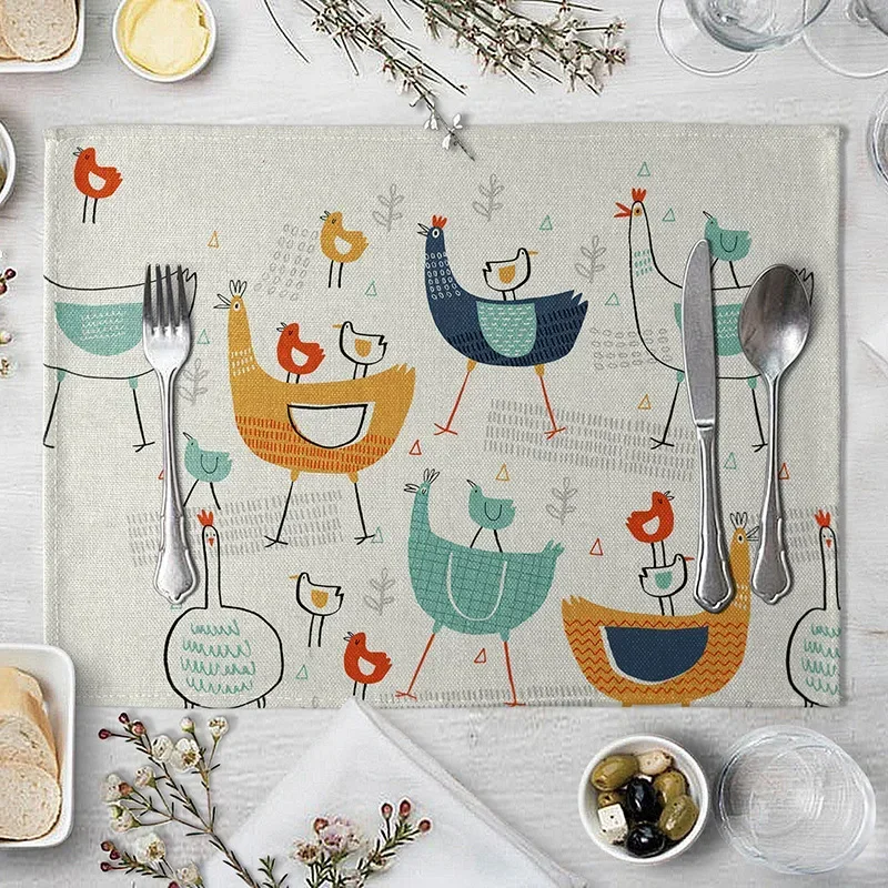 Tiger Lion Place Mat Cartoon Animal Pattern Table  Creative  Napkin For Wedding Kitchen Decor Marine Life Placemat