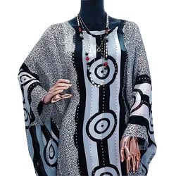 Fashion 2025 Nigerian Elegant Clothing Abaya Muslim Dress Leopard Geometry Dashiki African Clothes For Women Loose Elegant