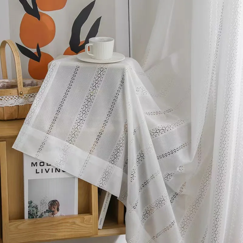 Japanese Light-transmitting Hollow Window Curtains Living Room Balcony Bedroom White Tulle Luxury Decor Sheer Fashion Modern