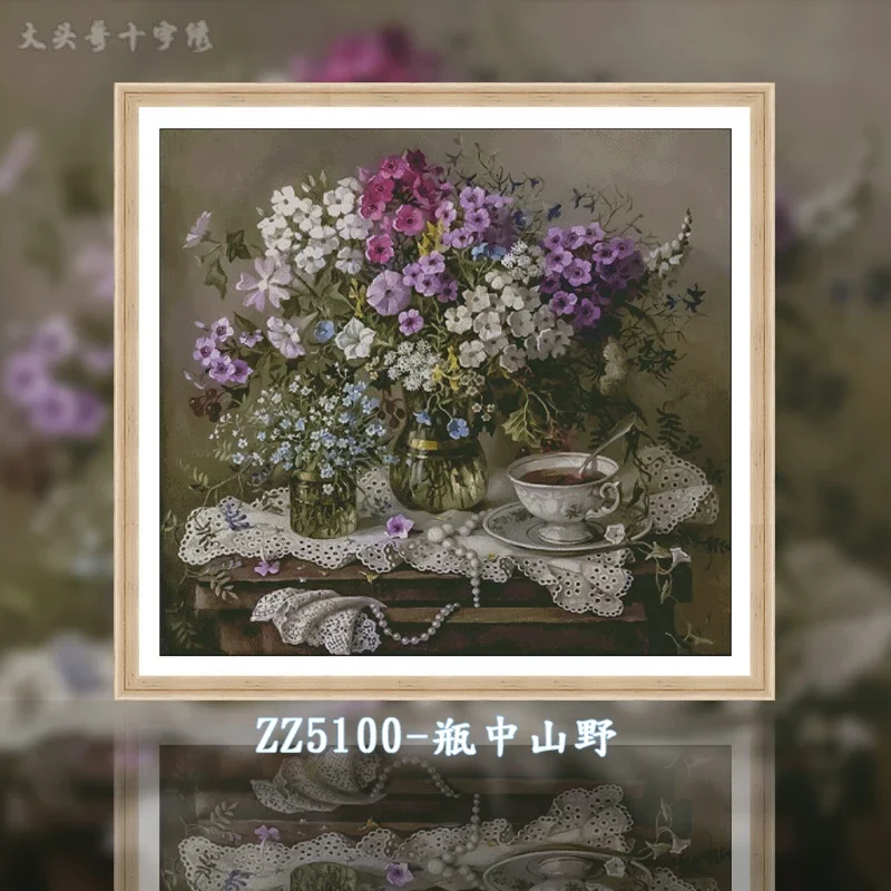 [ZZ5100-Yamano in a bottle] Stamped Cross Stitch Kit 14CT 16CT Pre Printed Canvas Cotton Thread Embroidery Needlework Wall Decor