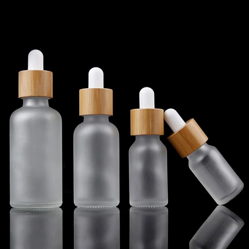 1Pc 5-100ml Frost Glass Dropper Bottle Empty Cosmetic Packaging Container Vials Essential Oil Bottles