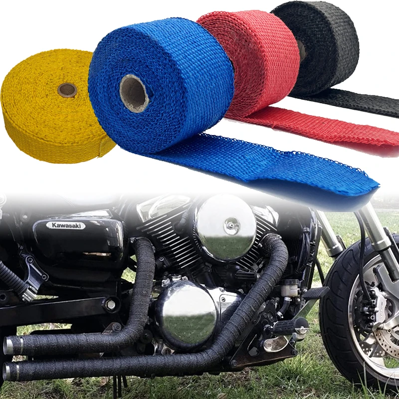 1.5M Roll Fiberglass Heat Shield Motorcycle Exhaust Thermal Tape Header Pipe Heat Wrap Tape Thermal Protection Moto Accessories