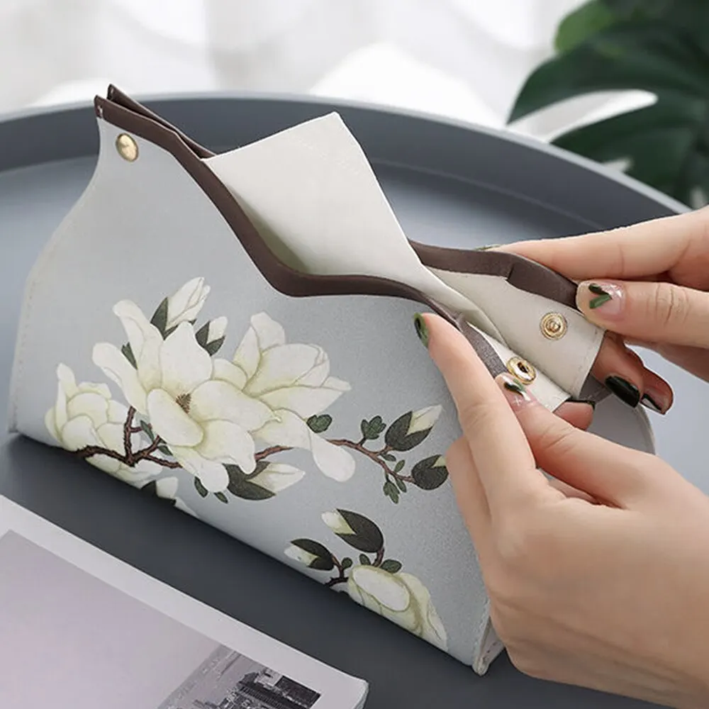 Paper Towel Box Folding Pu Leather Paper Towel Box With Bottom Napkin Holder Storage Box Home Living Room Decoration