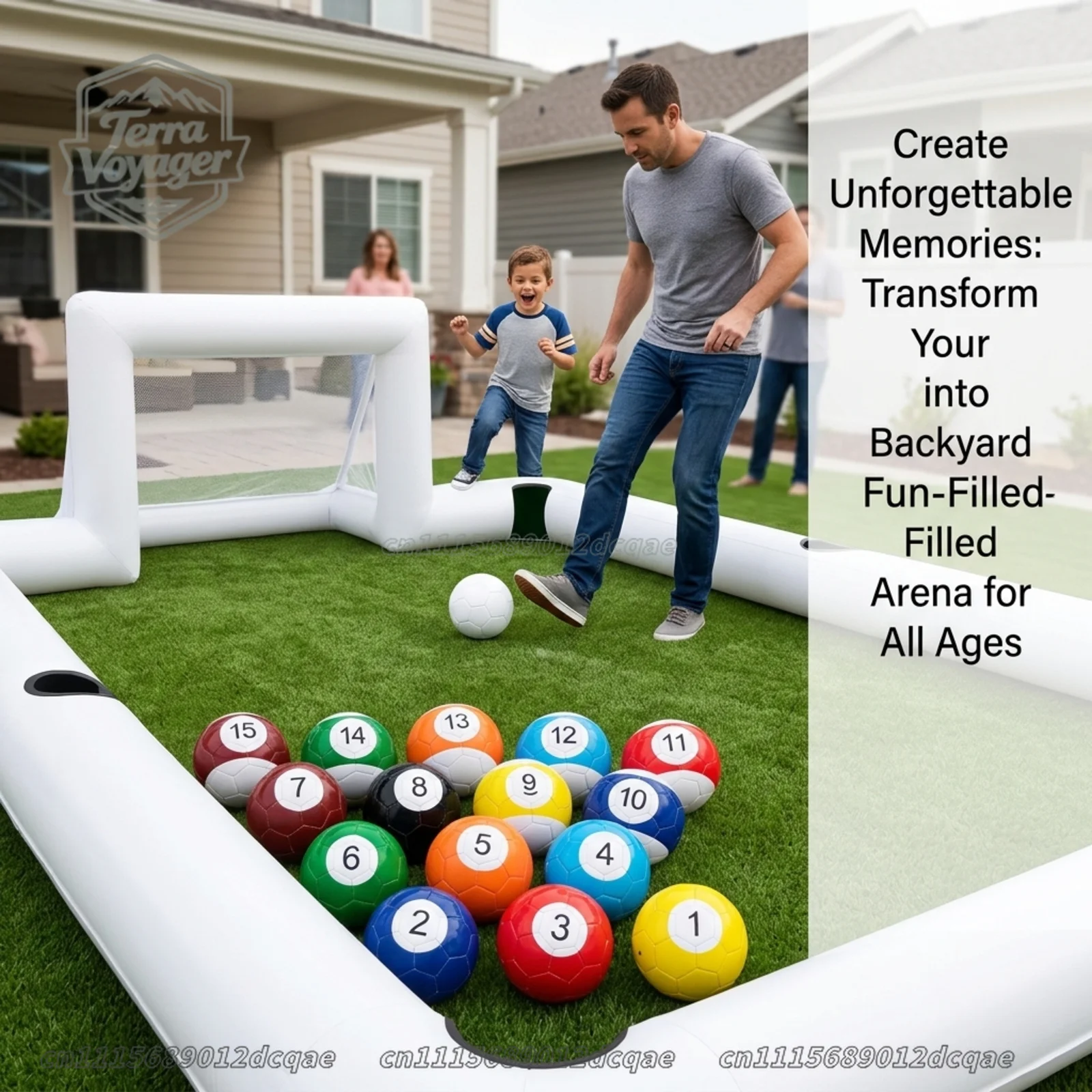 Snooker Soccer Ball Set 16 PCS - Giant Inflatable Pool Ball Game for Backyard and Outdoor Fun - Professional Size 2 Soccer