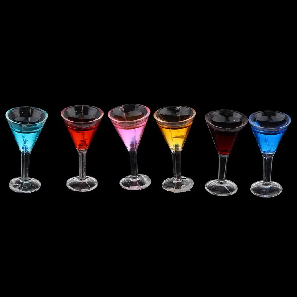 1:12 Scale Dollhouse Miniature 6 Pieces Different Colors Cocktail Cups Set Drink Model