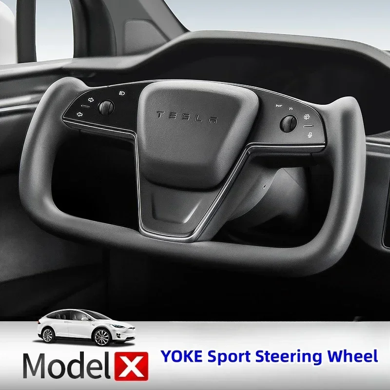 

For Tesla Model X S 2016-2023 Steering Wheel Replacement Carbon Fiber Leather Yoke Steering Wheel Accessories