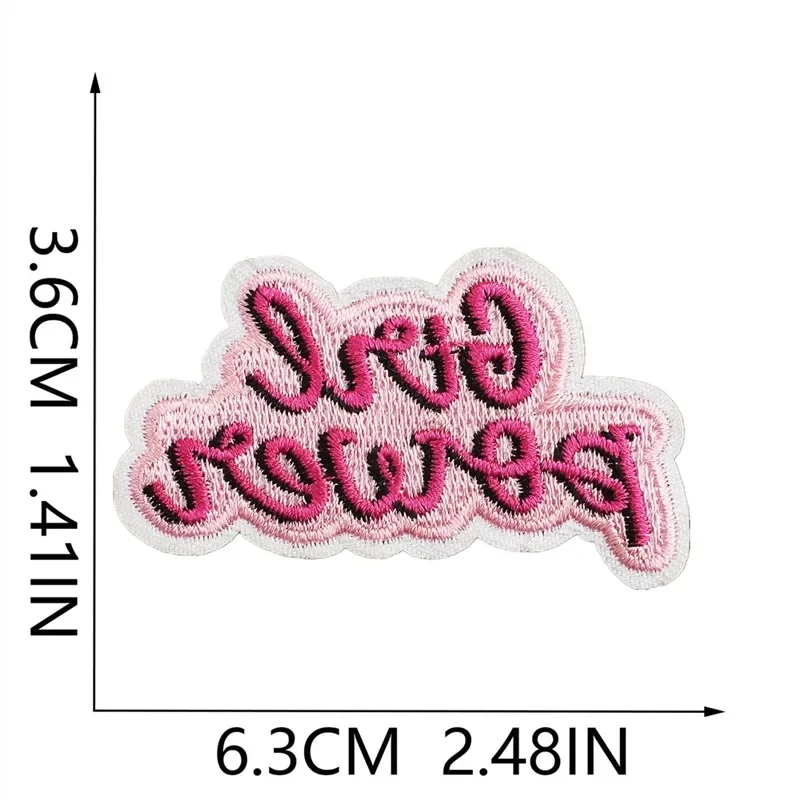 1 pz Patch adesivi ferro sulle toppe per abbigliamento cucito rosa ragazza ricamo fusibile Applique Badge borsa decorazione strisce