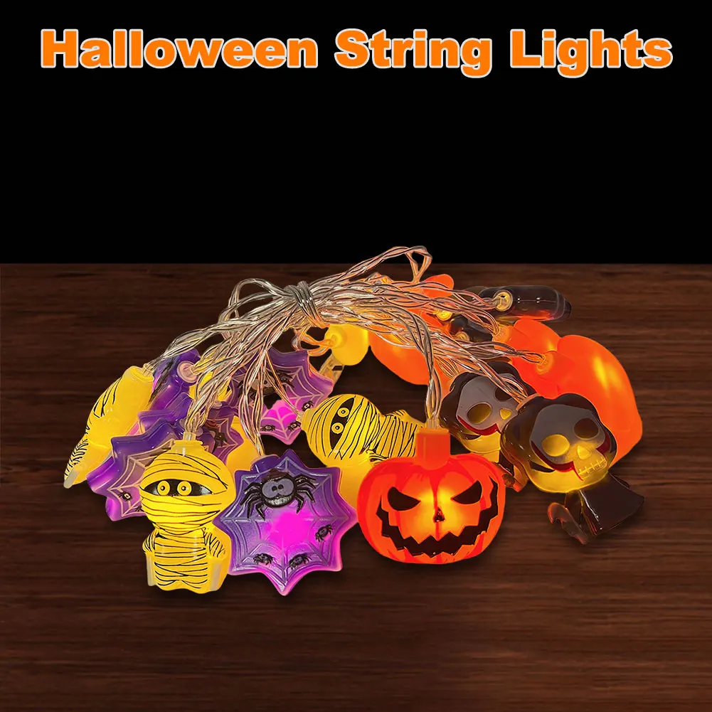 Halloween LED String Light Hanging Lamp Battery Operated Spooky Light String 1.5m 10 LEDs Decorative Light for Room Office